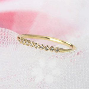 Mini Zircon and Dainty Gold Ring